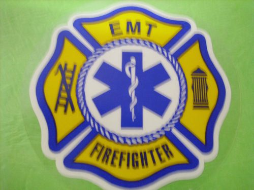 EMT FIREFIGHTER STAR OF LIFE CENTER  3&#034;  INSIDE WINDOW DECAL/STICKER