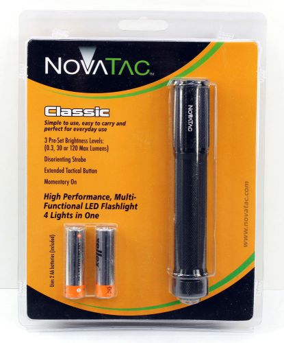 Novatac classic 120 lumen 120cl-bk led tactical flashlight w/ strobe black new for sale