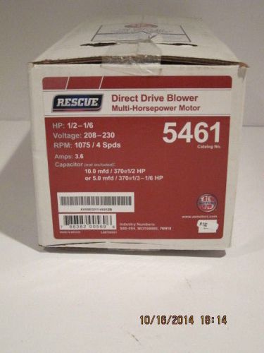 Rescue 5461 multi-hp direct drive blower motor 208-230v-4spds-f/ship, nisb!! for sale
