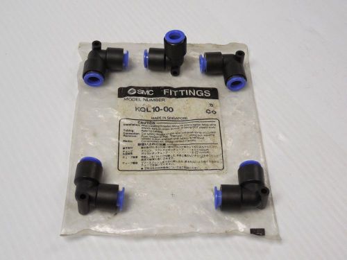 New lot of 5 smc 90° tube union elbow fitting kql10-00 kql1000 for sale