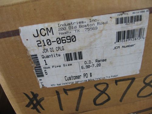 JCM Industries DI Ductile 6&#034; Iron Coupling/Gaskets model 210-0690, 6.9-to 7.2 OD