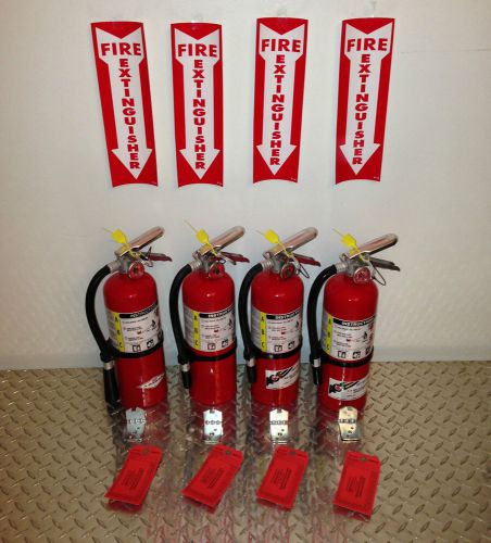 Lot of 4 5lb abc fire extinguisher with new certification tag refillable for sale