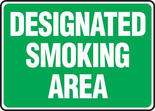 Aluminum Safety Sign Legend &#034;designated Smoking Area&#034; 7&#034; Length 10&#034; Width