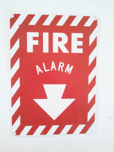 Fire alarm metal sign / red &amp; white / new old stock / 9&#034; x 12&#034; for sale