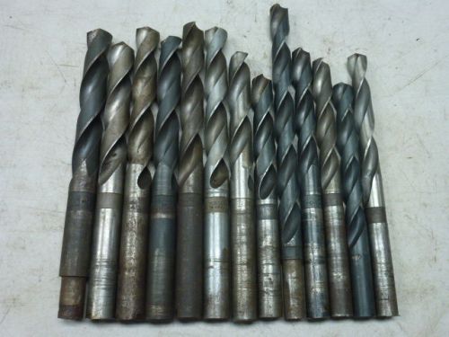 LOT of (13) ASSORTED HSS DRILL BITS, RANGE 43/64&#034; to 29-32&#034;, ROUND SHANKS