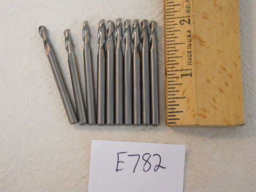 10 NEW 5/32&#034; SHANK CARBIDE ENDMILLS. 2 FLUTE. BALL. MADE IN THE USA  {E782}