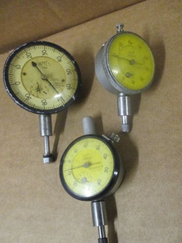 Lot of 3 Ames and Mitutoyo Dial Indicators