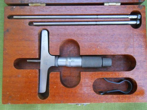 The Lufkin Rule Co #513 Micrometer Depth Gage with Original Wood Case