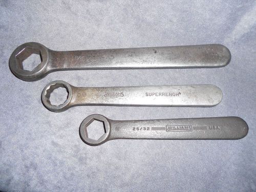 Vintage (?) williams box wrench and two 6 point wrenches for sale