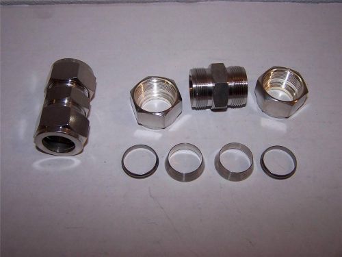PARKER UNION 3/4&#034; TUBE X 3/4&#034; TUBE STAINLESS  NEW LOT OF 2