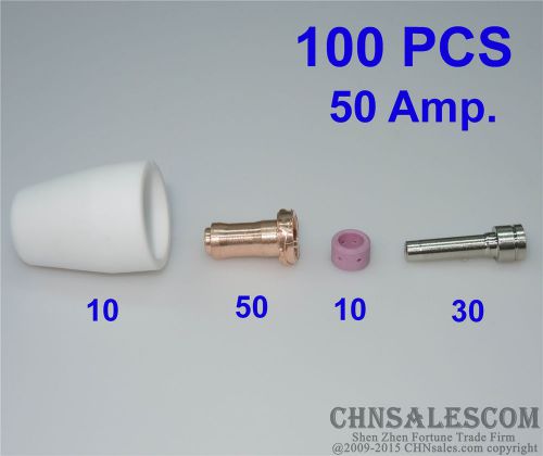 100 pcs pt-31xl plasma cutter torch consumabes tip 20861 electrode 20862 50amp. for sale