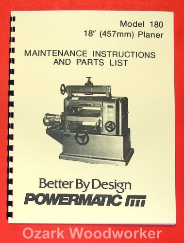 POWERMATIC 180 18-inch Planer Operator-Parts Manual 0520