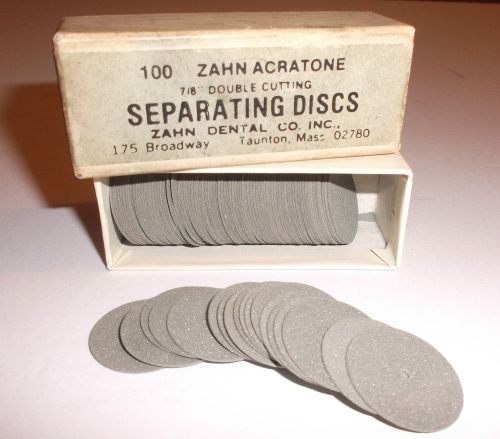 Old Box of 100 Double Cutting 7/8-Inch SEPARATING DISCS, Acratone, Zahn Dental