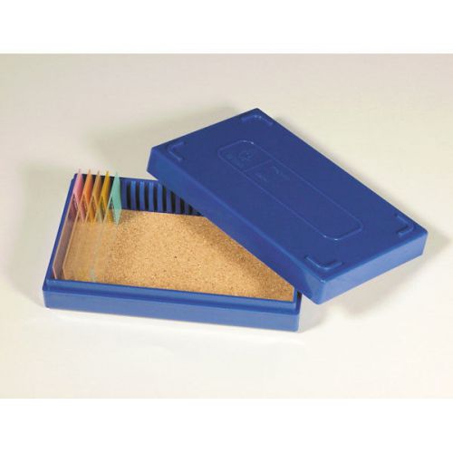 Slide box - 25-slide/cork - 5.5&#034;w x 3.5&#034;d x 1.5&#034;h 1 ea for sale