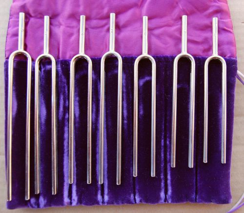 Chakra Tuning Fork Set 7 piece precision velour pouch Made in Germany Healing