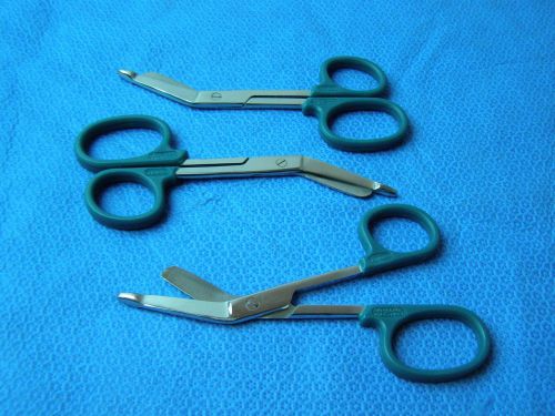 3-Lister Bandage Nurse Scissors 5.5&#034;-Color Handles(Dark Green)One Large Ring
