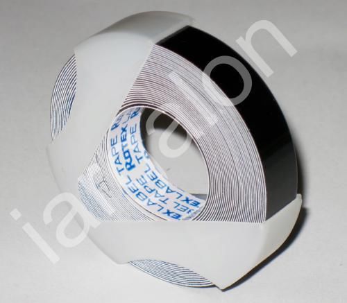 ROTEX Embossing Tape Glossy Black 3/8&#034; x 12 Ft NEW Label Labeling