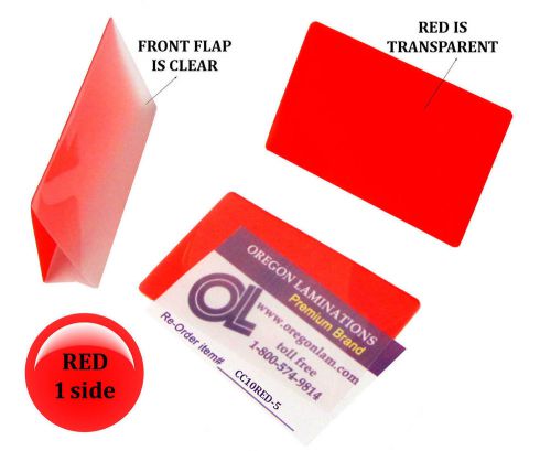 Qty 500 red/clear credit cards laminating pouches 2-1/8 x 3-3/8 colored sleeves for sale