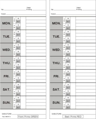 Time Card Acroprint 125 Bi-Weekly Double Sided Timecard 830331-2 Box of 1000