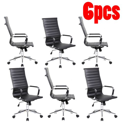 New set of six (6) modern office conference room chairs high back support lot for sale