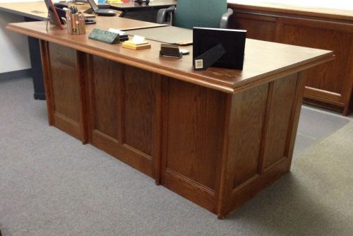 Custom Built Solid Oak Desk with matching Credenza