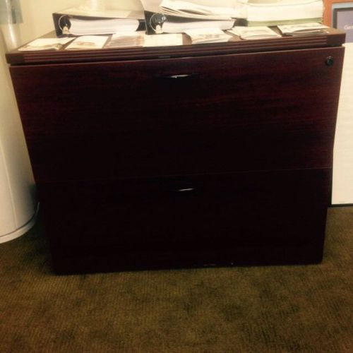 HON CHERRY FINISH 36&#034; Lateral File 2 Drawer In Excellent Condition