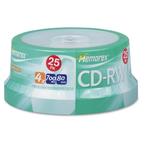 Memorex CD Rewritable Media -CD-RW - 4x-700 MB -25 Pack - 120mm1.33 Hr