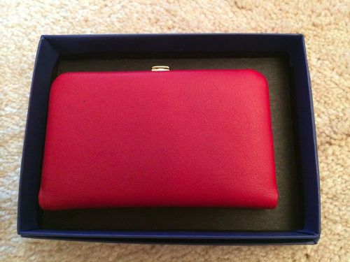 Royce Leather Framed Business Card Case, Top Grain Nappa Leather, Red