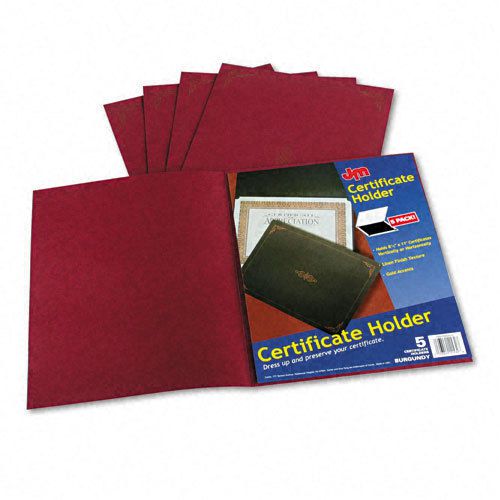 Oxford Certificate Holder, 12-1/2 x 9-3/4, Burgundy, 5/Pack