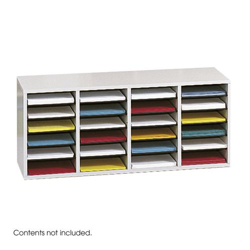 Medium Wood Adjustable-Compartment Literature Organizer Gray
