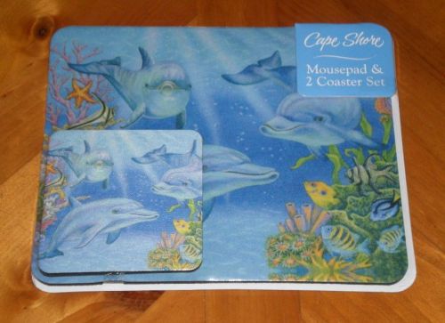 Dolphin Mouse Pad and Coaster Set Dolphin Desk Set by Cape Shore