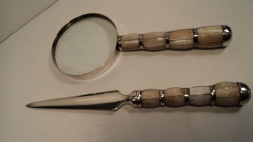 Concord Shear 70-515 Mother Of Pearl Letter Opener &amp; Magnifying Glass