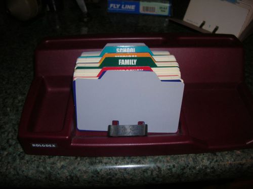 VINTAGE ROLODEX BURGUNDY ORGANIZER WITH PHONE CARDS/TABS-DO250-NEW-NICE