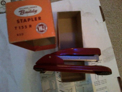 1961 RED Stapler - Wilson Jones Tatum Buddy T 155 R - w/ Rare Orig Box &amp; Papers