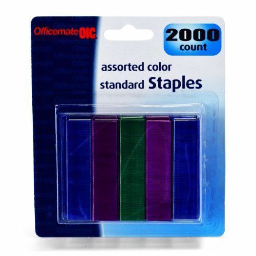 Oic Assorted Colors Standard Staples - 105 Per Strip - 0.25&#034; Leg - (oic91937)