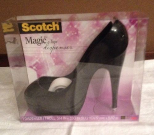 Scotch Magic Tape Dispenser BLACK Stilleto High Heel Shoe black NIB SKU36