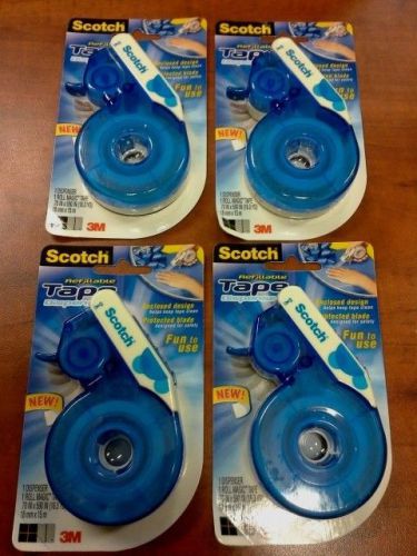 LOT of FOUR (4) NEW 3M SCOTCH REFILLABLE TAPE DISPENSER GREAT for GIFT WRAPPING