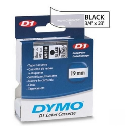 Dymo D1 45800 Tape - 0.75&#034; Width x 7m Length - 1 Roll - Black, Clear