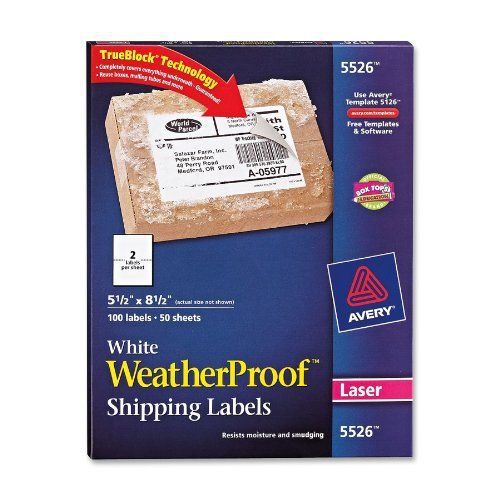 Avery Weather Proof Mailing Label - 5.50&#034; Width X 8.50&#034; Length - 100 / (ave5526)