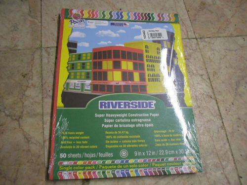 New 50 Sheets Riverside Super heavyweight Construction paper 9&#034; x 12&#034; Red 103442