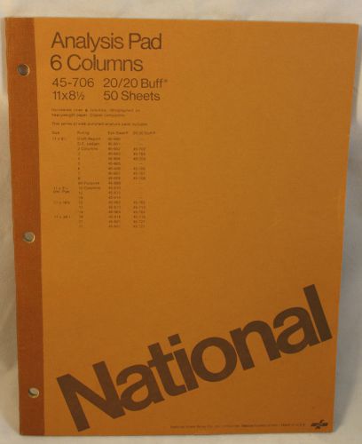 National Brand 6 Column Analysis Pad 45-706 20/20 Buff 50 Sheets 11&#034; x 8.5&#034;