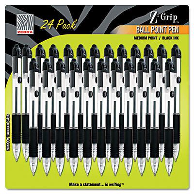 Z-Grip Retractable Ballpoint Pen, Black Ink, Medium, 24/Pack