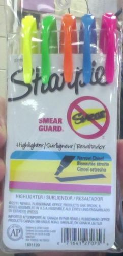 Sharpie Highlighters Assorted Colors 5pack Smear Guard Brand New