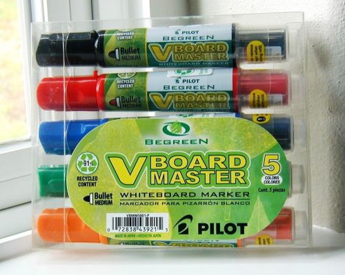 NEW PILOT V BOARD MASTER WHITEBOARD MARKERS 5-PACK ASSORTED COLORS VBMM5001-P