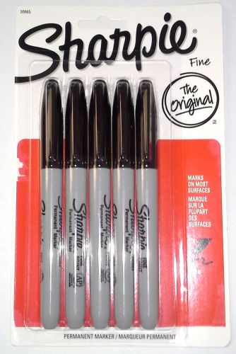 Sharpie Fine Point Permanent Marker, Black Ink, 5-Pack