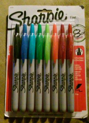 8 Assorted Color SHARPIE Fine Retractable Permanent Marker Pens