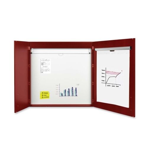Conference Cabinet, Porcelain Magnetic, Dry Erase, 48 x 48, Cherry