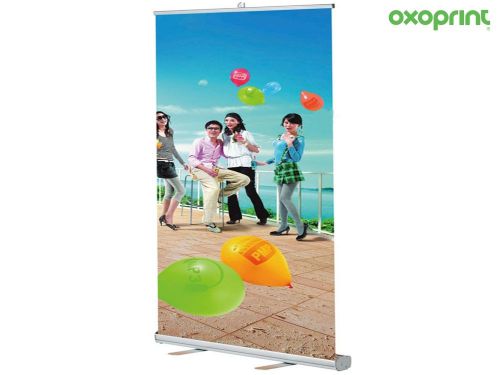 Retractable roll up banner 59 x 79&#034; display banner stand ( free print included ) for sale