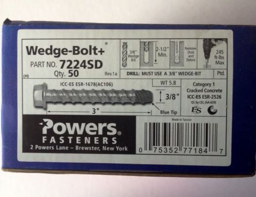 Concrete Wedge Bolts - Anchor Bolt Straps 3/8 X 3 3/4 -Power Fasteners 50ct -BN