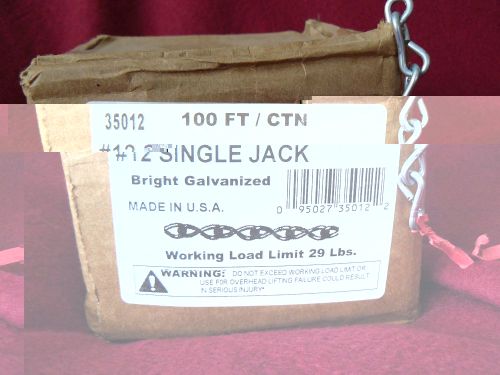 #12 Single Jack Chain - Bright Galvanized 100 ft/carton